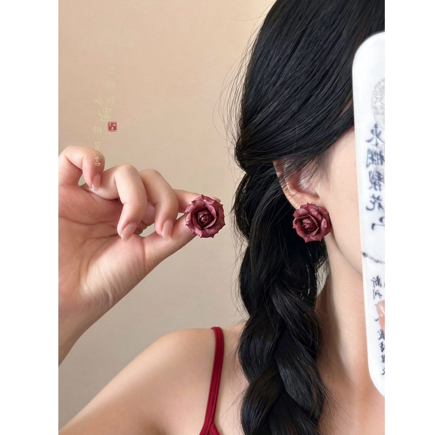 古花朵耳环高级感小众独特耳钉图片