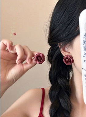 古花朵耳环高级感小众独特耳钉