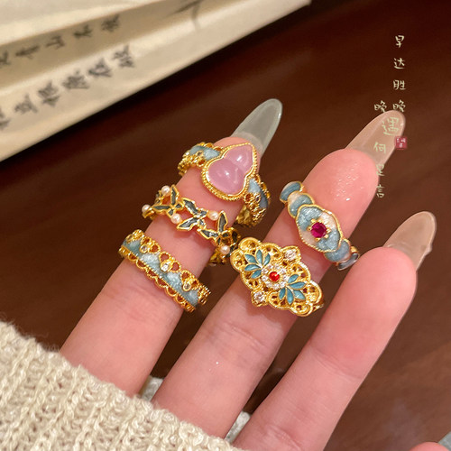 葫芦蕾丝锆石开口戒指新中式国风