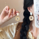 白色编织耳环女夏天波西米亚风耳饰海边度假风独特耳钉 钟楚曦同款