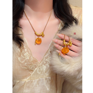 「金缕云间」金色祥云流苏吊坠项链女新中式毛衣链高级感挂绳配饰