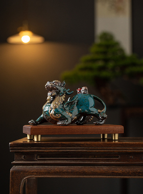 中式招财镇宅飞天貔貅摆件一对家居客厅办公室旺财皮丘聚财装饰品