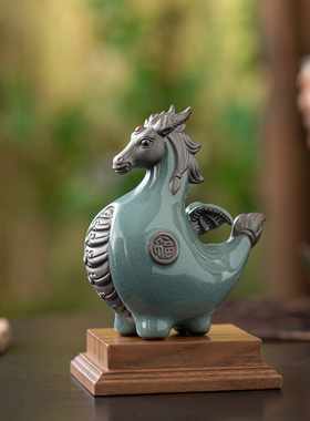 龙马精神创意陶瓷龙马摆件生