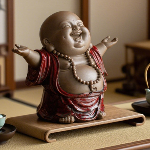 中式大肚弥勒笑佛摆件陶瓷佛像