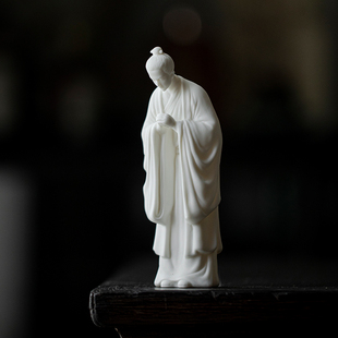 国风陶瓷禅意小道士摆件道家人物雕像新中式茶室博古架桌面装饰品
