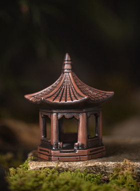 古建筑陶瓷覆古小亭子小船小桥盆景微景观水陆鱼缸造景沙盘小摆件