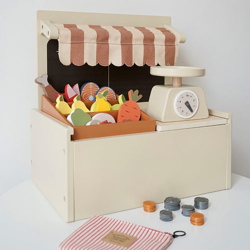 儿童小卖部收银机玩具过家家桌面小商店木质仿真厨房冰淇淋售货摊