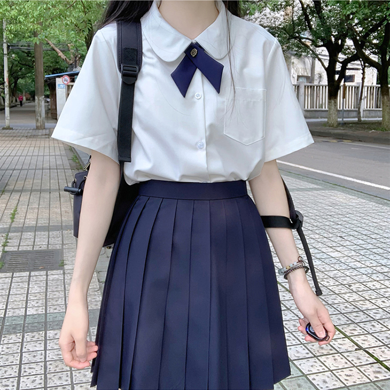姬物语jk制服纯色衬衫套装毕业黑色百褶裙女夏学院风短裙全套班服