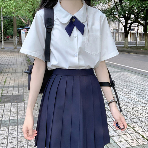 姬物语jk制服纯色衬衫套装毕业黑色百褶裙女夏学院风短裙全套班服