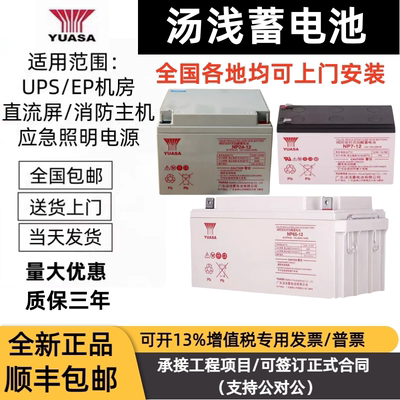 YUASA汤浅蓄电池NP65-12免维护12V100AH65AH38A24A18A7A直流屏UPS