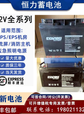 恒力蓄电池CB-12V7A17A24A38A55A65A100AH直流屏应急UPS/EPS电源