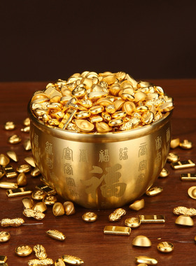 实心仿真迷你合金亮面金豆小摆件