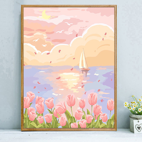 郁金香数字油画diy油彩画