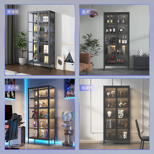 透明玻璃手办柜展示柜奖牌收藏架家用书柜卡通模型动漫摆件陈列柜