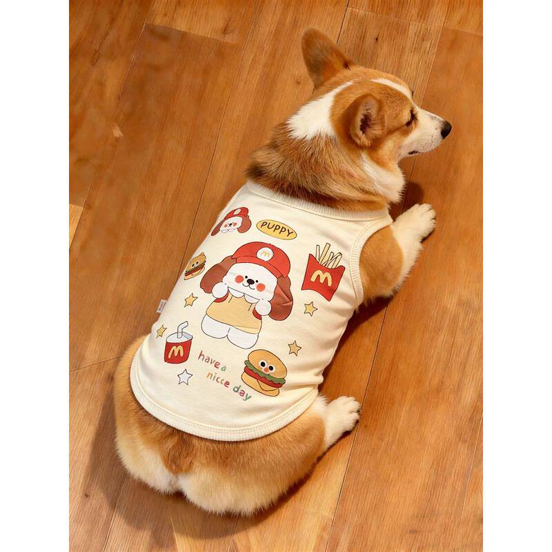 2026宠物狗狗衣服可爱汉堡狗印花亲肤背心中型犬柯基柴犬法斗巴哥