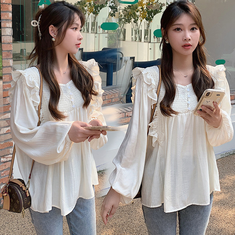 MATERNITY TOPS ARE WORN OUTSIDE IN AUTUMN 2022 NEW KOREAN VERSION OF WOMENS LOOSE AND COMFORTABLE SWEET FUNGUS GENTLE AUTUMN CLOTHES FOR PREGNANT WOMEN