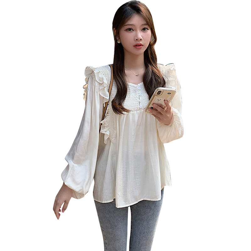 MATERNITY TOPS ARE WORN OUTSIDE IN AUTUMN 2022 NEW KOREAN VERSION OF WOMENS LOOSE AND COMFORTABLE SWEET FUNGUS GENTLE AUTUMN CLOTHES FOR PREGNANT WOMEN