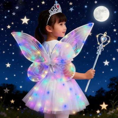 发光蝴蝶精灵翅膀cosplay道具圣诞节万圣节表演服装女孩生日礼物