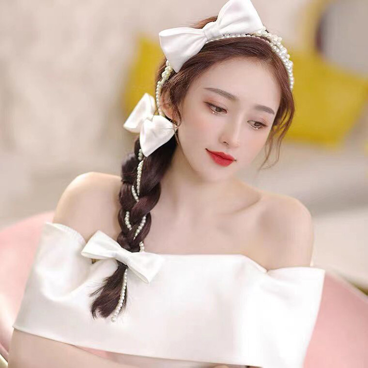 串珠礼服蝴蝶结发带新品