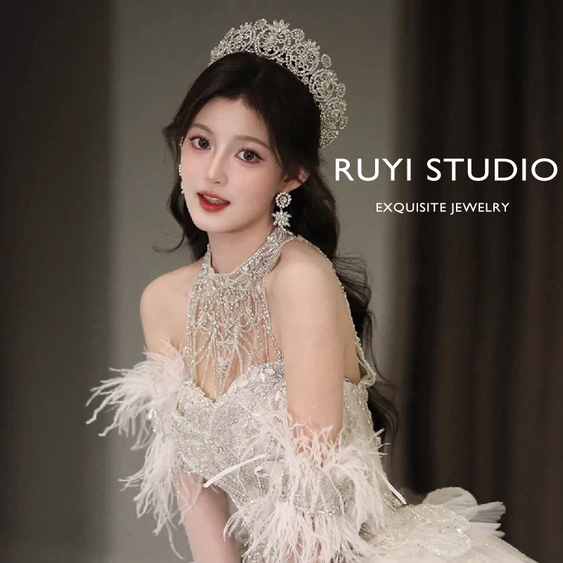 新款奢华复古女王皇冠主婚礼闪耀水钻头冠婚纱摄影生日派对王冠