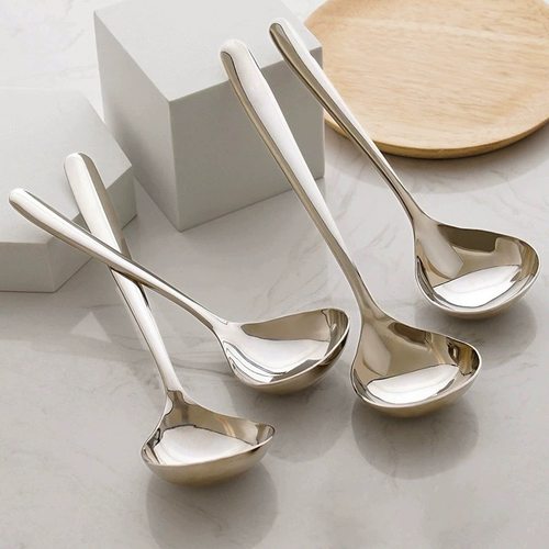 加大不锈钢汤勺加深喝汤勺日式盛汤小汤匙吃拉面勺家用韩式勺圆勺