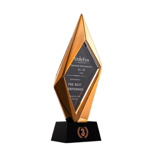 菱形水晶奖杯创意树脂定制年会优秀员工销售冠亚季军奖牌颁奖定制