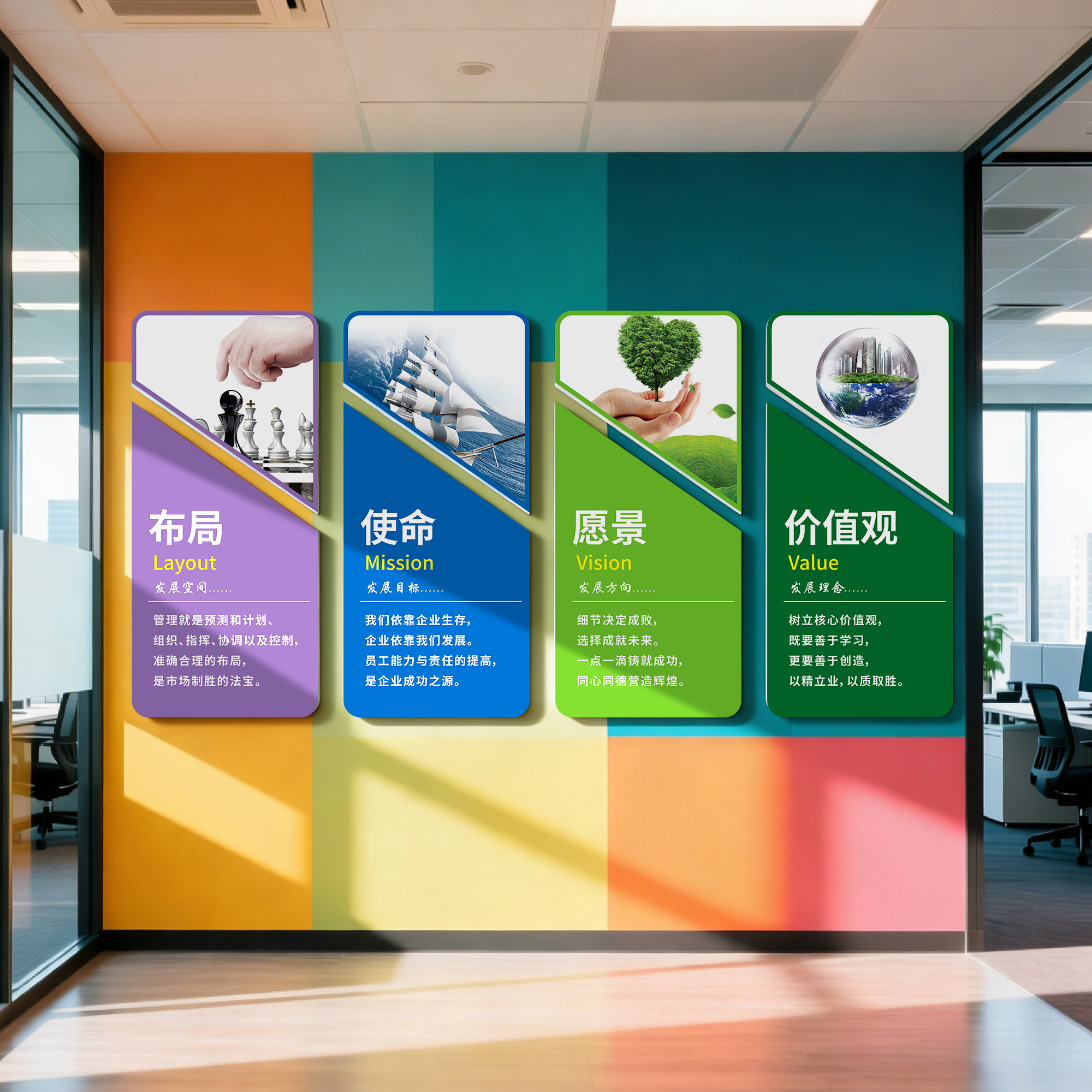 办公室装饰挂画企业文化墙会议室公司使命愿景价值观氛围励志标语