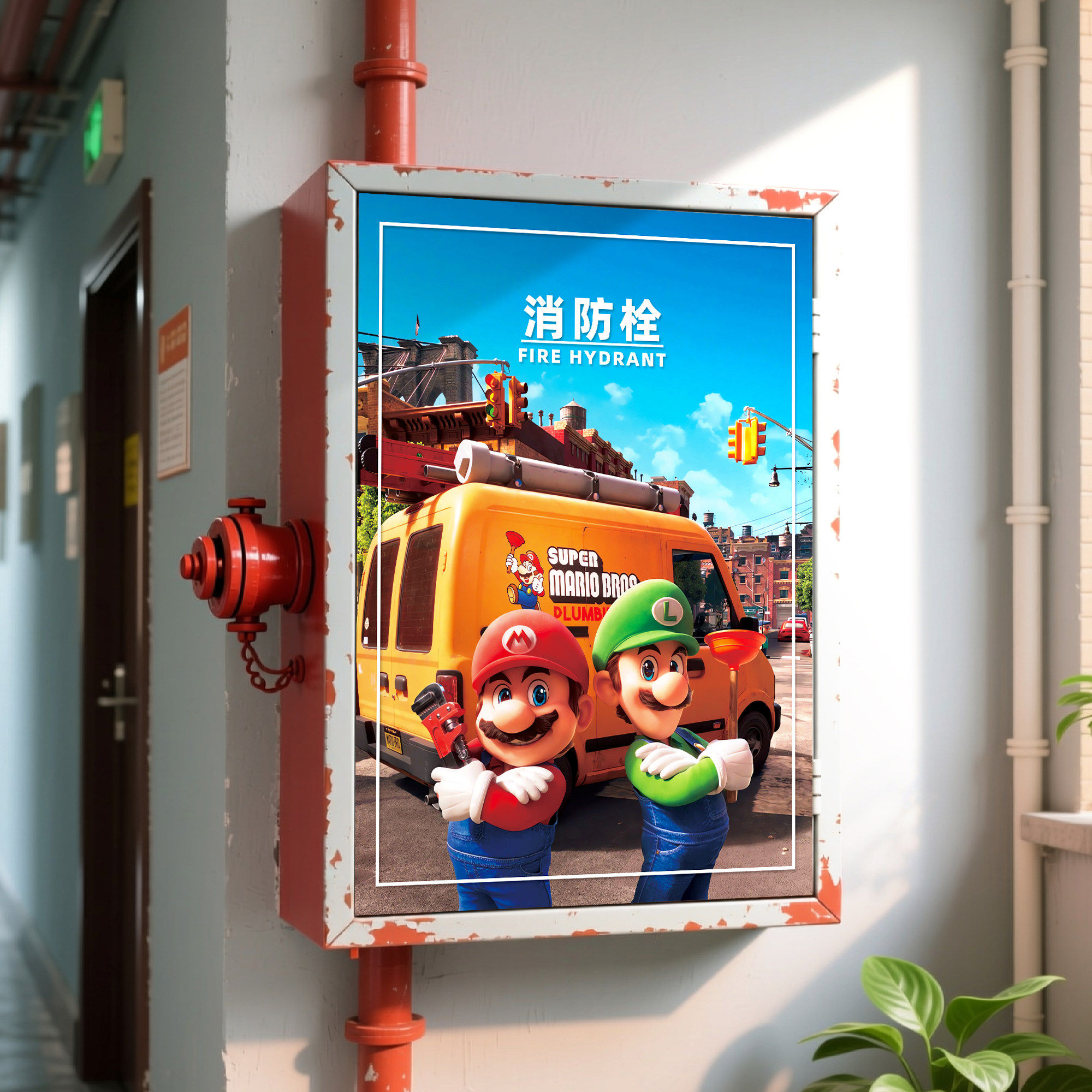 消防栓柜门箱贴纸专用装饰遮挡入户门灭火器水井门美化创意高级感,家居饰品,软装墙贴,淘宝优惠券,粉丝福利购,淘宝优惠卷