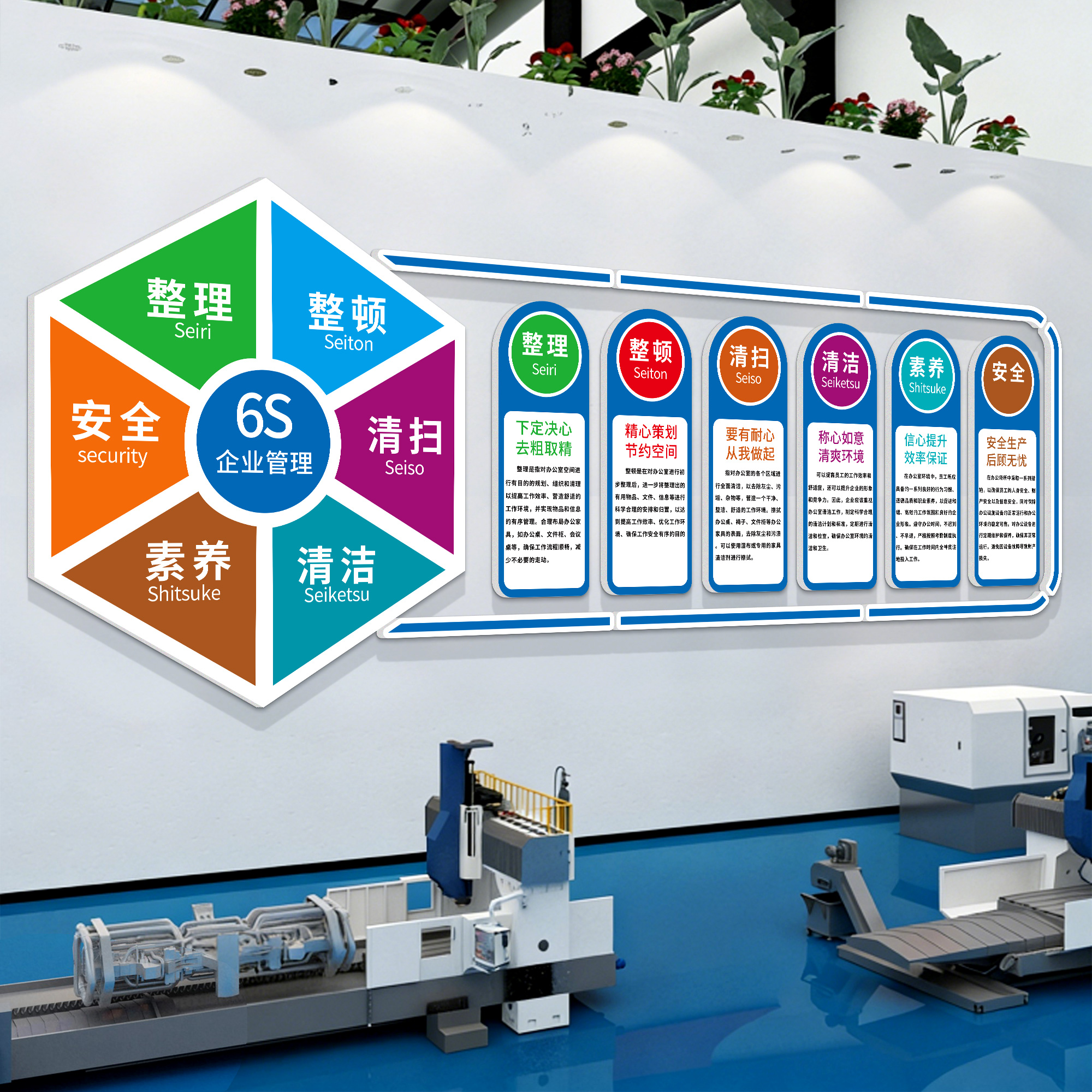 车间6s管理体系公司企业文化墙贴