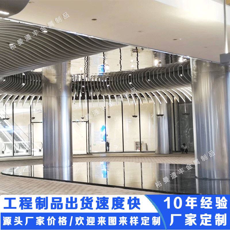 商场不锈钢板包圆柱子效果图 定制安装喷砂彩色不锈钢罗马柱包柱