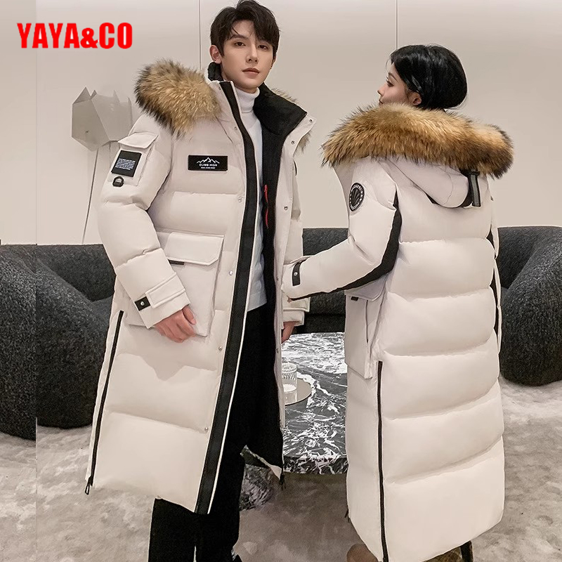 鸭鸭冬季鹅绒羽绒服情侣长款过膝东北零下40度哈尔滨加厚极寒服