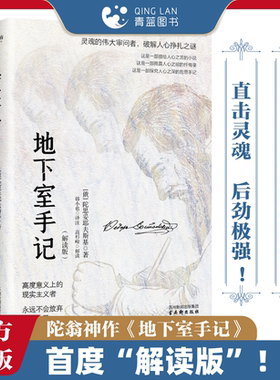 官方正版 地下室手记 解读版 直击灵魂 心理小说 豆瓣9.2分世界文学经典 陀思妥耶夫斯基著 俄国文学经典之作 外国小说书籍