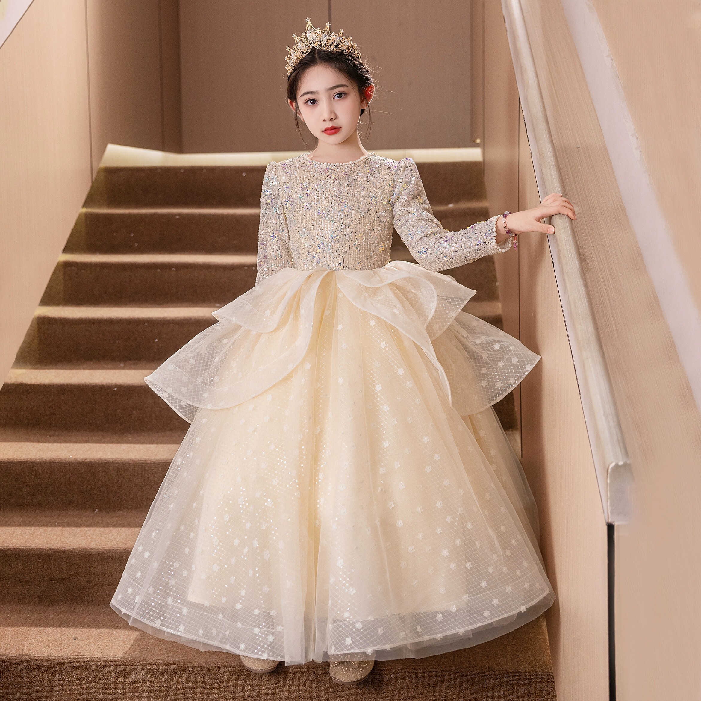 出租女童生日礼服高端轻奢主持人女孩公主裙儿童钢琴演出服秋冬季,童装/婴儿装/亲子装,儿童礼服,淘宝优惠券,粉丝福利购,淘宝优惠卷