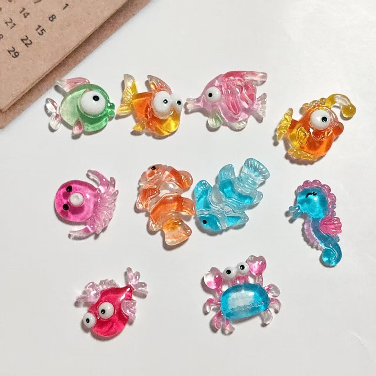 海洋系列DIY卡通小鱼螃蟹diy儿童发饰胸针材料树脂配件手机壳配件