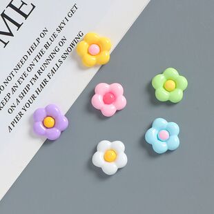亮面五瓣花花朵树脂配件手工diy手机壳钥匙扣洞洞鞋 扣发饰品配件
