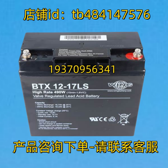 WING 蓄电池 wingbattery BTX 12-17LS High Rate 490w 12V 17AH
