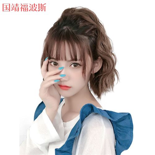 假发马尾女生短绑带式大波浪发红c短卷网高马尾抓夹玉米烫马尾辫