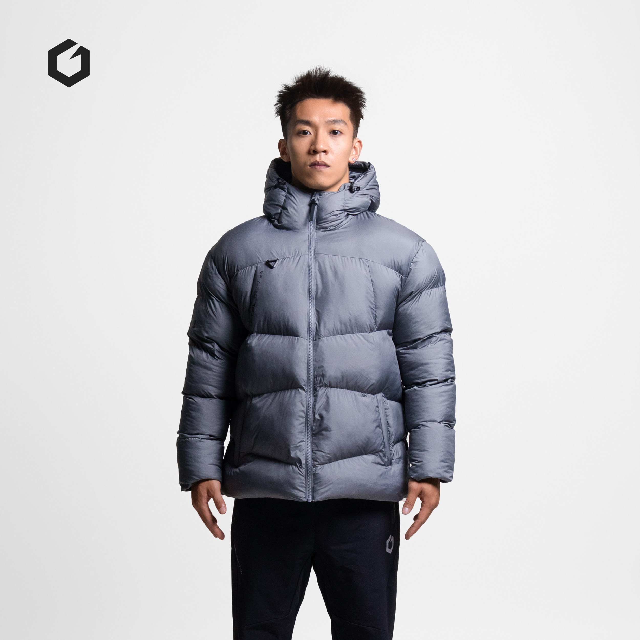 GOINTO上阵工业 724足球生活系列运动出行灰色的短款棉服面包服