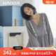 家居服 昊达睡衣女春夏v领荷叶边睡裙连衣裙纯棉套头长袖 清仓