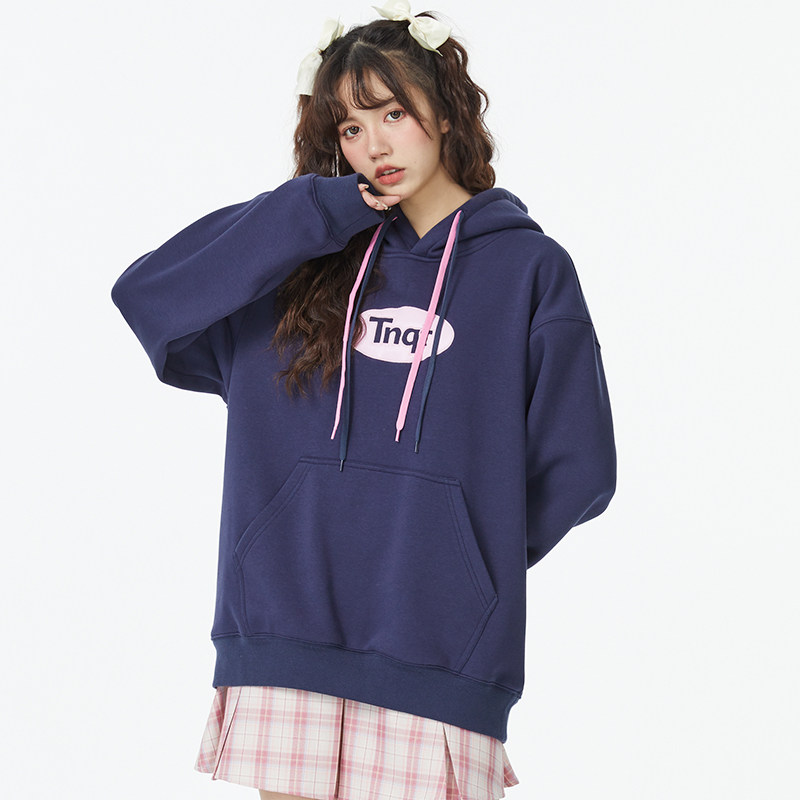 tnqt心碎创可贴 基础简约皮料logo连帽卫衣休闲潮流男女情侣款