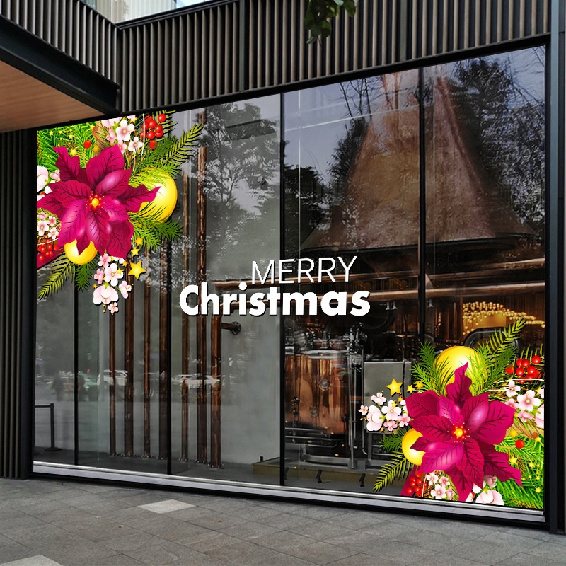 圣诞节装饰贴纸店铺布置橱窗玻璃门静电贴画节日装扮窗花贴墙贴纸
