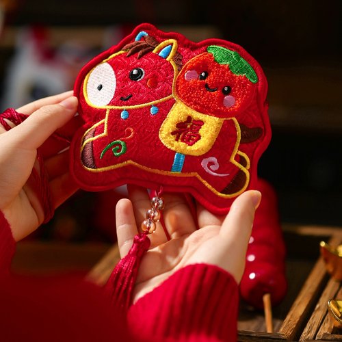 马年新年装饰品风铃挂件2026新款春节过年客厅入户门醒狮福字挂饰