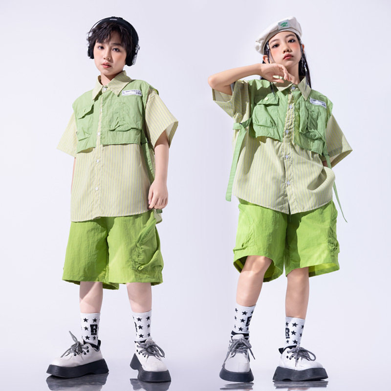 街舞儿童潮服酷帅表演服少儿炸街童装hiphop套装架子鼓演出服男童