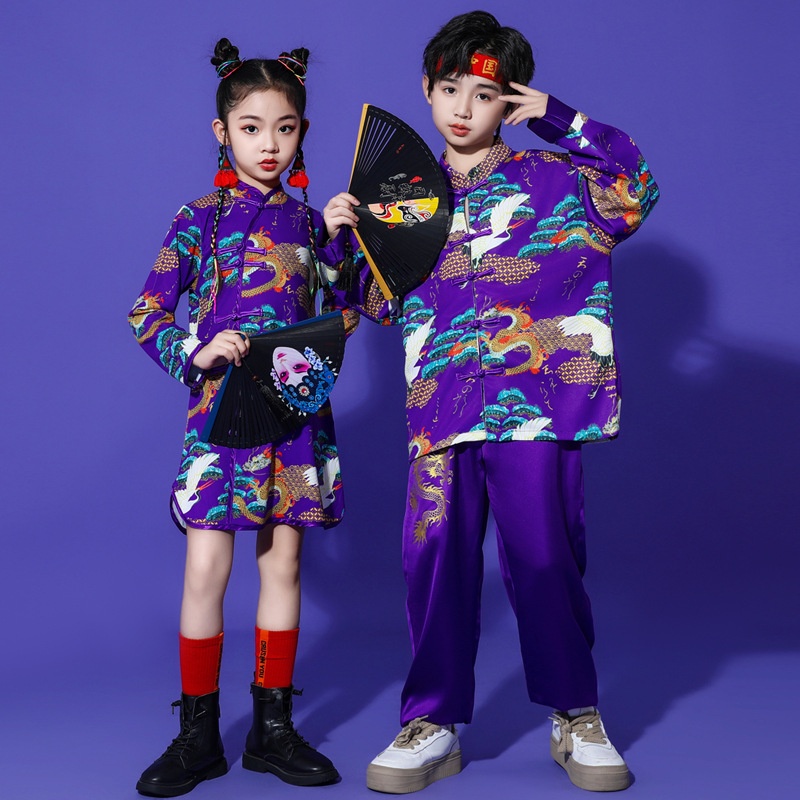 儿童演出服运动会服装中小学生啦啦操表演服中国风汉服男女童唐装