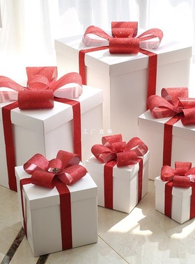 圣诞节装饰用品白色礼包礼盒礼物盒商场摆件装扮橱窗美陈布置道具