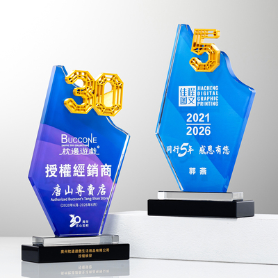 公司优秀员工周年纪念年会奖杯定制定做2026新款创意数字年度颁奖