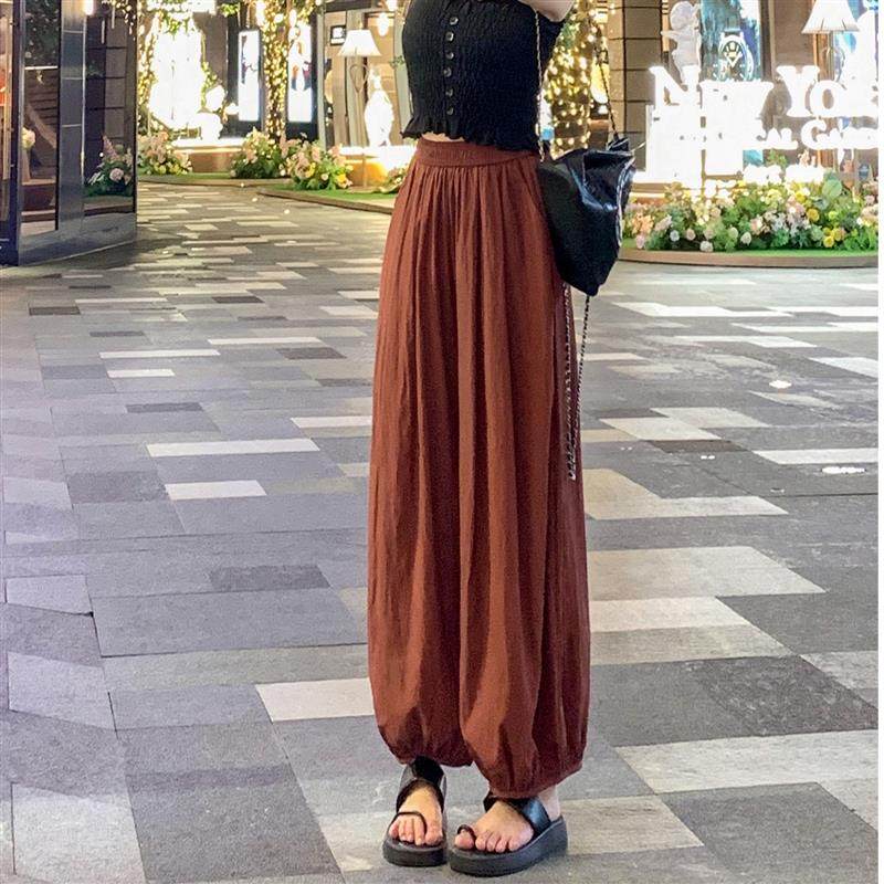 冰丝速干灯笼运动裤女夏季薄款休闲山本裤高腰宽松束脚九分哈伦裤