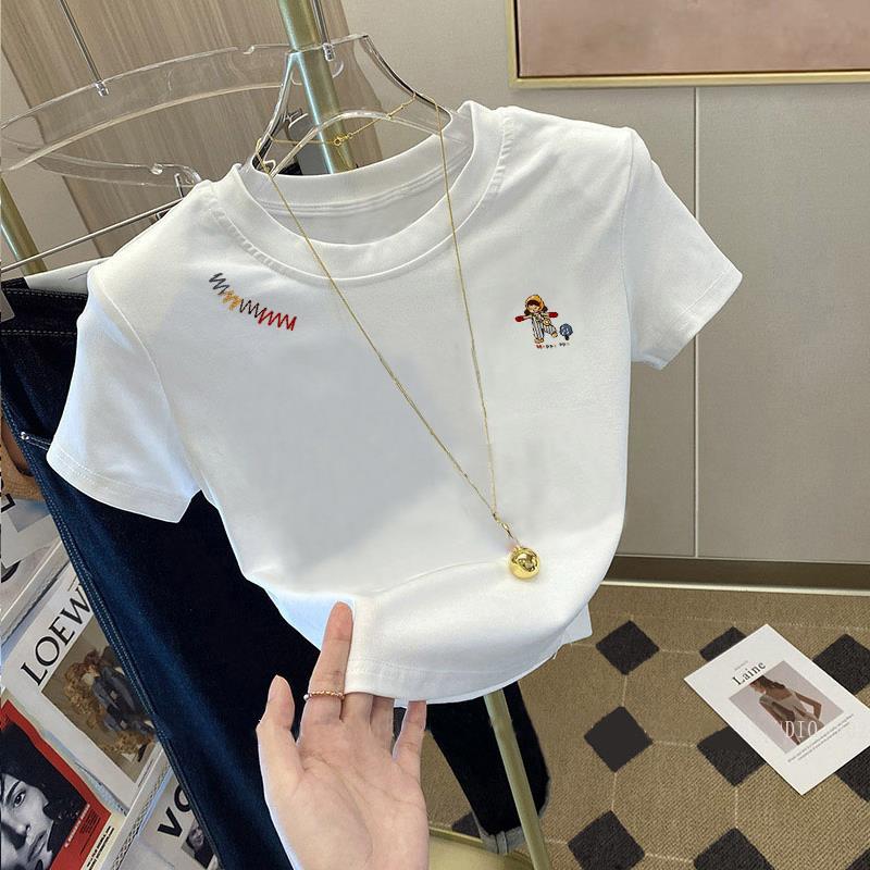 2025夏季新款设计感短款粉色短袖t恤女修身显瘦露肚脐小个子上衣