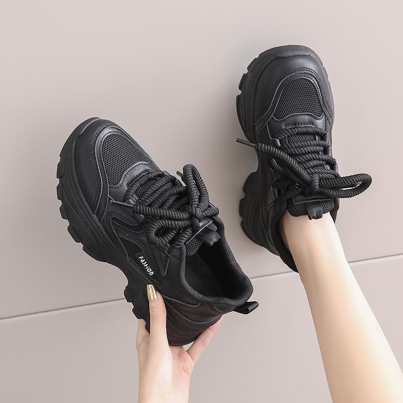 踩屎感老爹鞋女2025新款春夏款透气显脚小码34软底减震跑步运动鞋