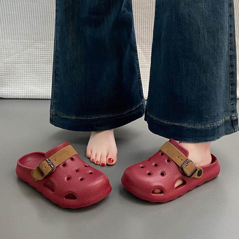 洞洞鞋女2025新款外穿厚底包头半拖鞋防滑软底凉拖户外休闲沙滩鞋